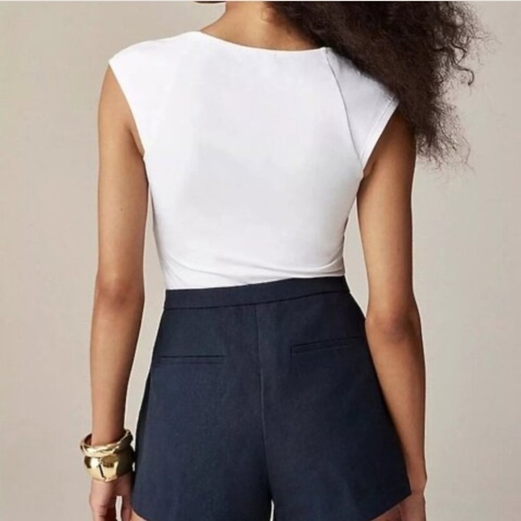 NEW J. CREW Squareneck cap-sleeve top in stretch cotton blend White Size XS - Picture 2 of 8